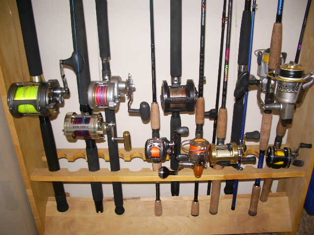 The gear all sorted out on new rod rack!