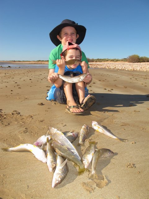 One for Deepwater, the Nelson boys with their whiting bag