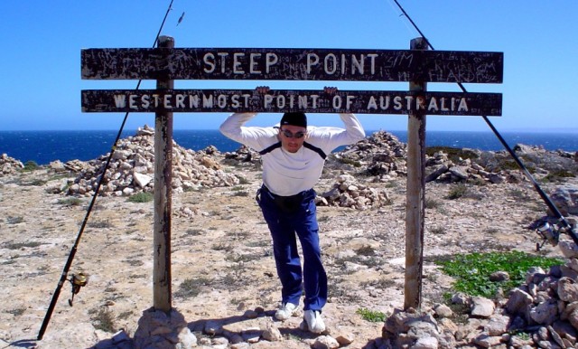 Me at the steep point sign