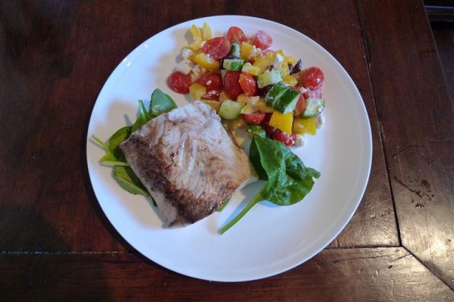 Grilled fish with greek salad