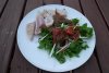 Seared kingfish (& YFT)  salad with roast shallot dressing