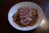 Soba noodles with tuna and black sesame seeds