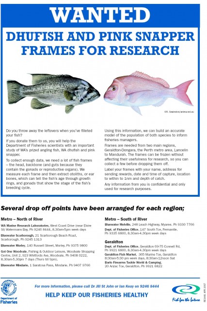 Dhufish and Pink Snapper Research - Frames Required Dhufish and Pink Snapper Research - Frames Required